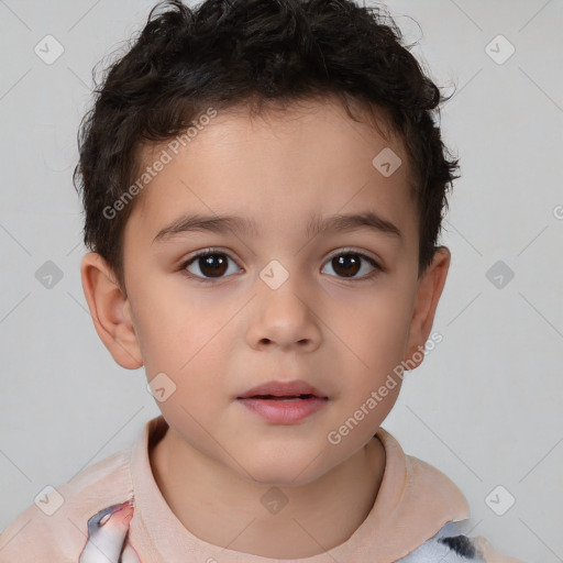 Neutral white child male with short  brown hair and brown eyes