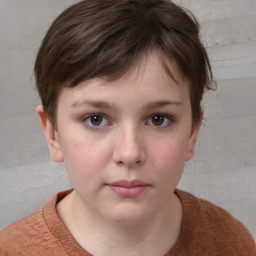 Neutral white young-adult female with short  brown hair and brown eyes