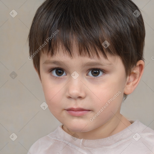 Neutral white child male with short  brown hair and brown eyes