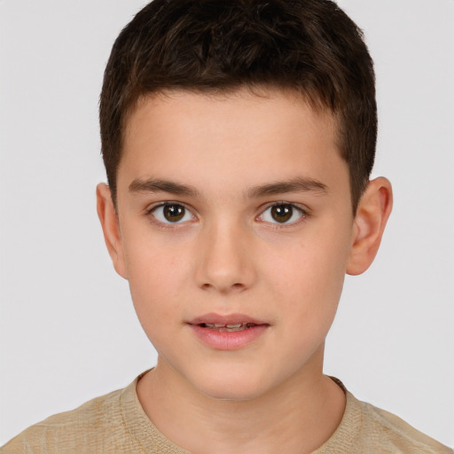 Neutral white child male with short  brown hair and brown eyes