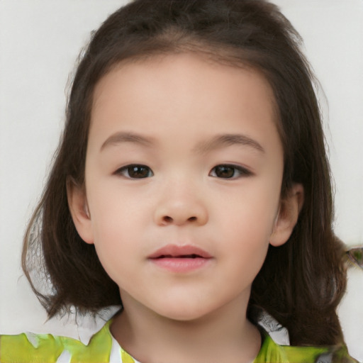 Neutral white child female with medium  brown hair and brown eyes