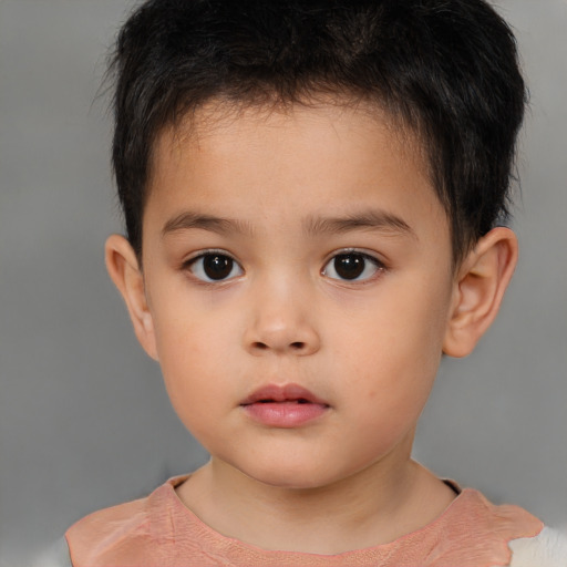 Neutral white child male with short  brown hair and brown eyes