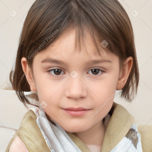 Neutral white child female with medium  brown hair and brown eyes