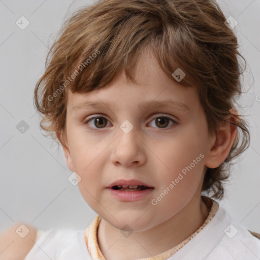 Neutral white child female with medium  brown hair and brown eyes