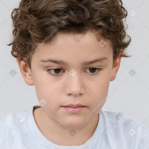 Neutral white child male with short  brown hair and brown eyes