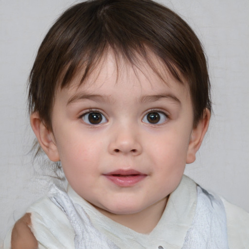 Neutral white child female with medium  brown hair and brown eyes