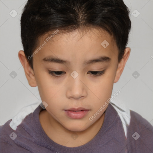 Neutral white child female with short  brown hair and brown eyes