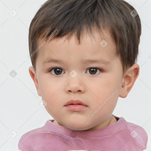 Neutral white child male with short  brown hair and brown eyes