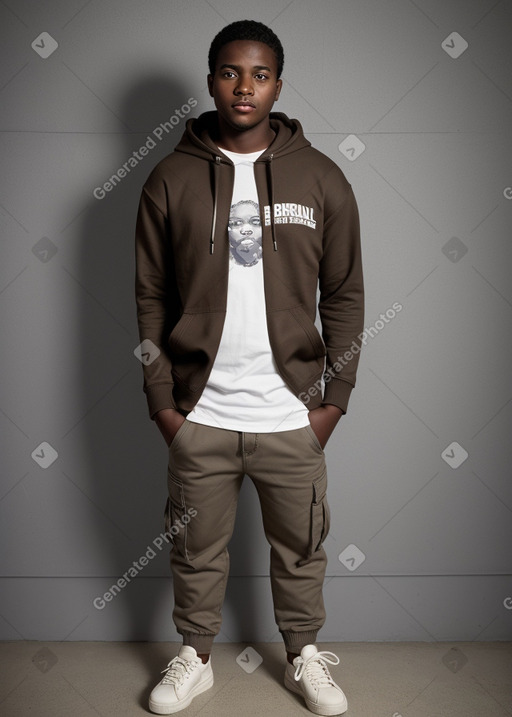 African american adult boy with  brown hair