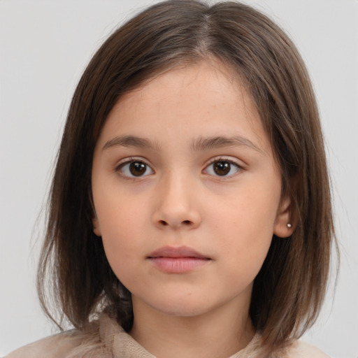 Neutral white child female with medium  brown hair and brown eyes