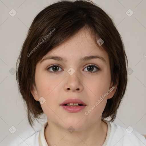 Neutral white child female with medium  brown hair and brown eyes