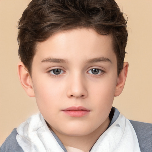 Neutral white child male with short  brown hair and brown eyes