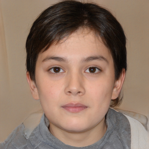 Neutral white child male with medium  brown hair and brown eyes