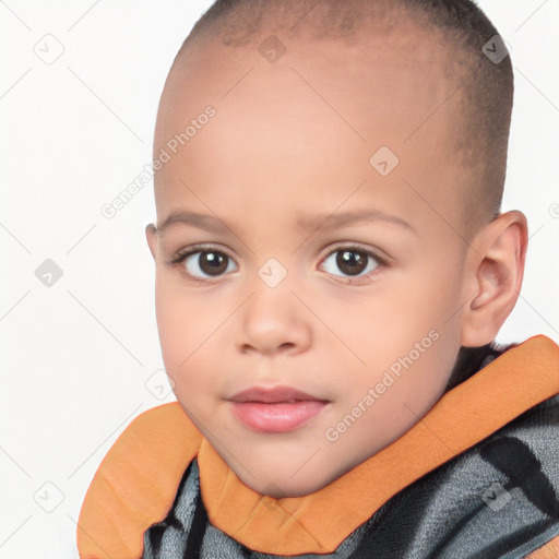 Neutral white child female with short  brown hair and brown eyes