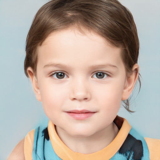 Neutral white child female with medium  brown hair and brown eyes