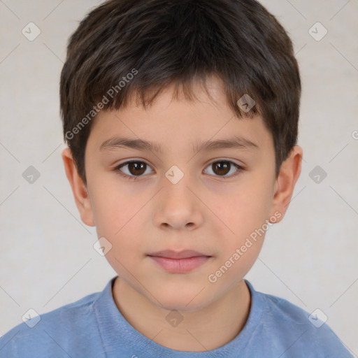 Neutral white child male with short  brown hair and brown eyes