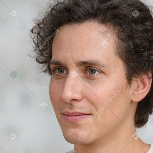 Neutral white adult male with short  brown hair and brown eyes