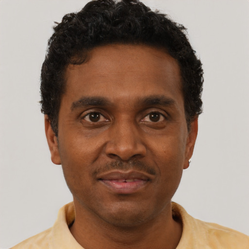 Neutral black young-adult male with short  brown hair and brown eyes