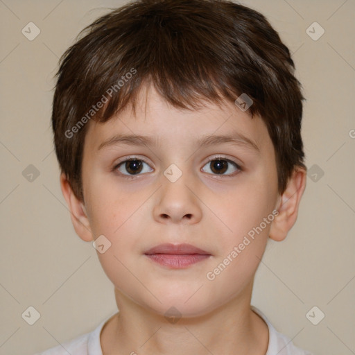 Neutral white child male with short  brown hair and brown eyes