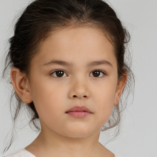 Neutral white child female with medium  brown hair and brown eyes