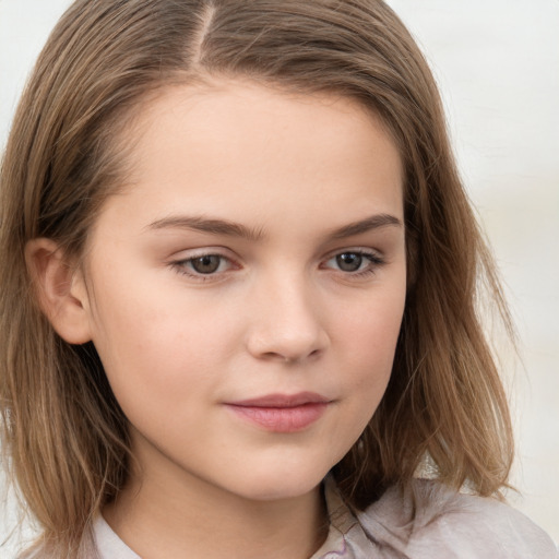 Neutral white child female with medium  brown hair and brown eyes