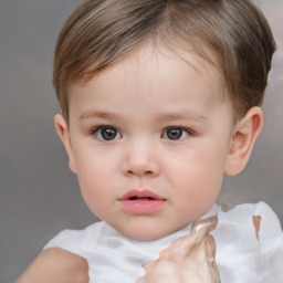 Neutral white child female with short  brown hair and brown eyes