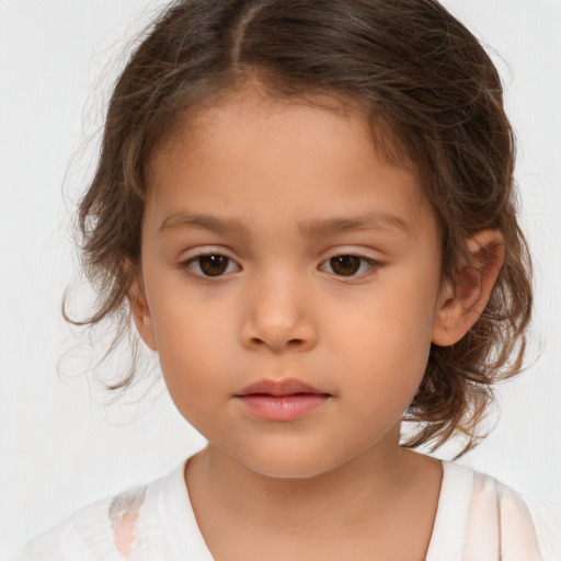 Neutral white child female with medium  brown hair and brown eyes