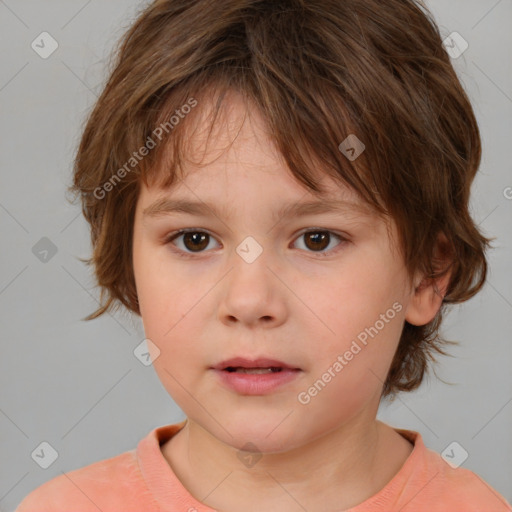 Neutral white child female with medium  brown hair and brown eyes