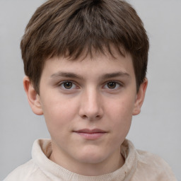 Neutral white child male with short  brown hair and brown eyes