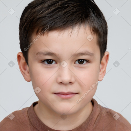 Neutral white child male with short  brown hair and brown eyes