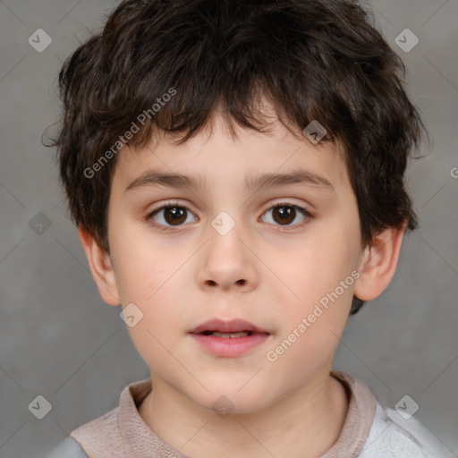 Neutral white child male with short  brown hair and brown eyes