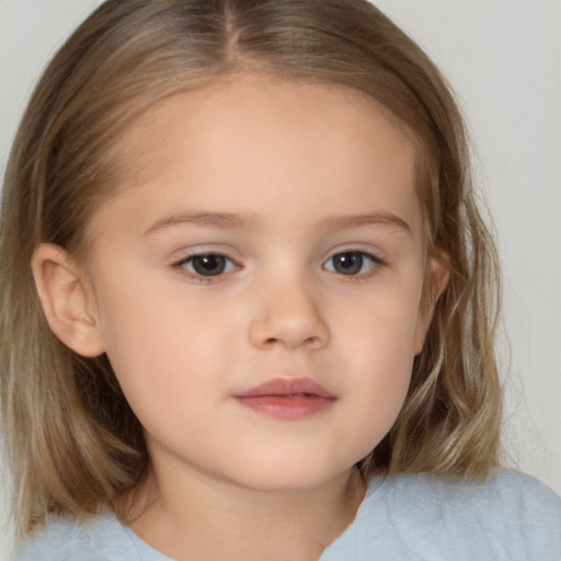 Neutral white child female with medium  brown hair and brown eyes