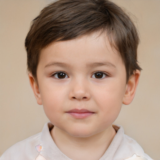 Neutral white child male with short  brown hair and brown eyes