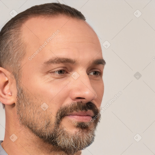 Neutral white adult male with short  brown hair and brown eyes