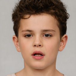 Neutral white child male with short  brown hair and brown eyes