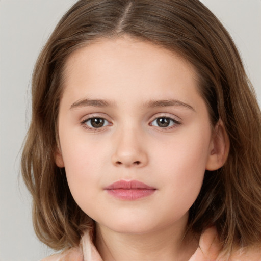 Neutral white child female with medium  brown hair and brown eyes