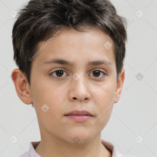 Neutral white child male with short  brown hair and brown eyes