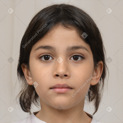 Neutral white child female with medium  brown hair and brown eyes