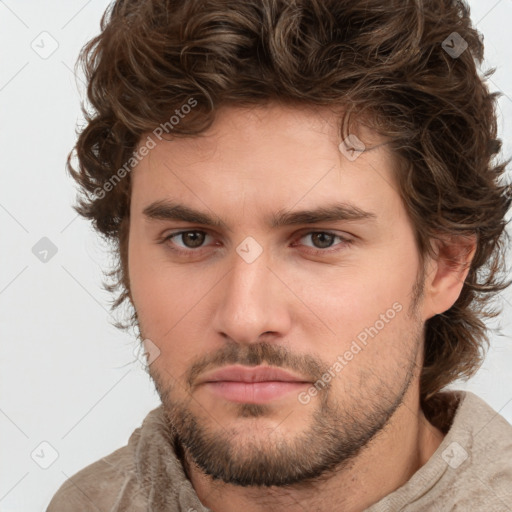 Neutral white young-adult male with medium  brown hair and brown eyes