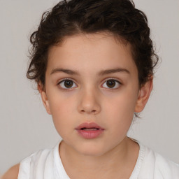 Neutral white child female with short  brown hair and brown eyes