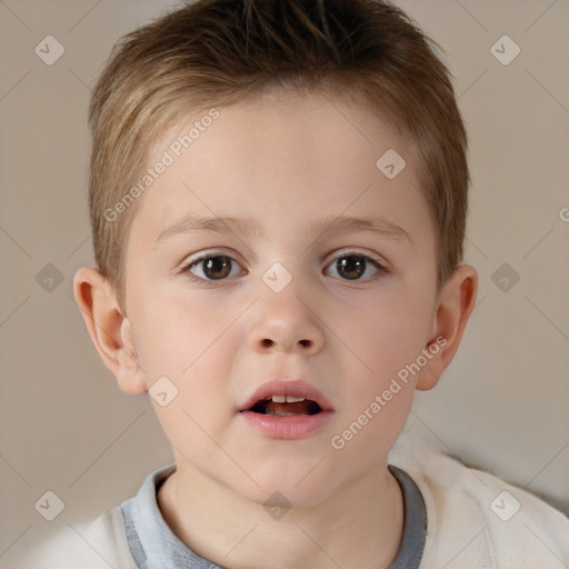 Neutral white child male with short  brown hair and brown eyes