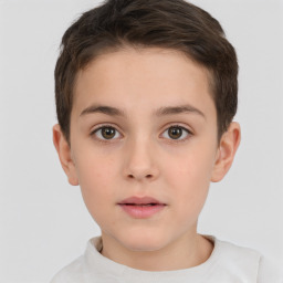 Neutral white child male with short  brown hair and brown eyes