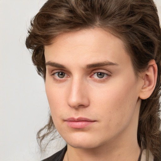 Neutral white young-adult male with medium  brown hair and brown eyes