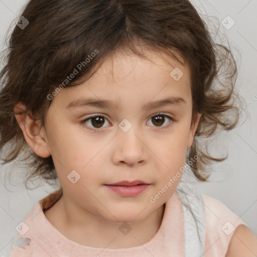 Neutral white child female with medium  brown hair and brown eyes