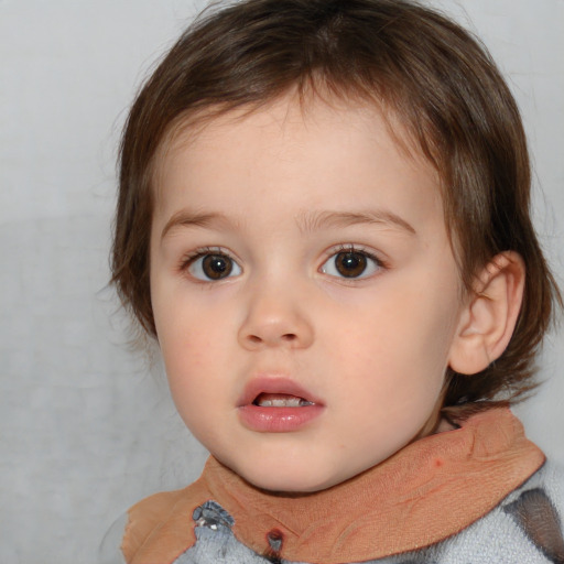 Neutral white child female with medium  brown hair and brown eyes