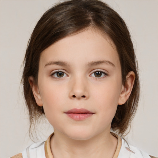 Neutral white child female with medium  brown hair and brown eyes