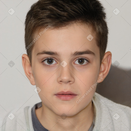 Neutral white child male with short  brown hair and brown eyes