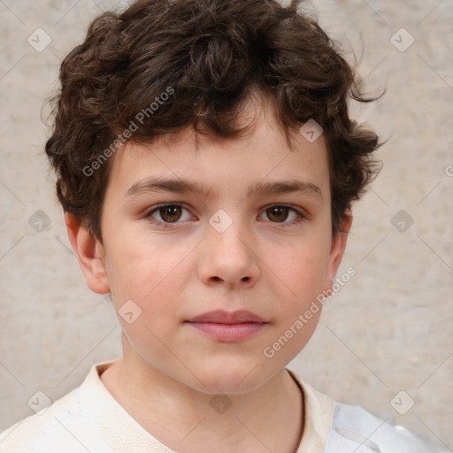 Neutral white child male with short  brown hair and brown eyes