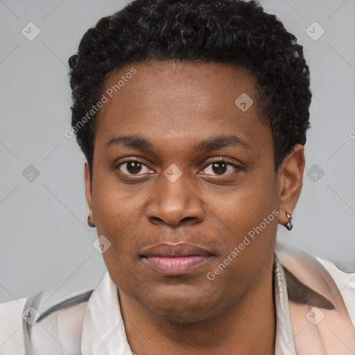 Neutral latino young-adult male with short  brown hair and brown eyes