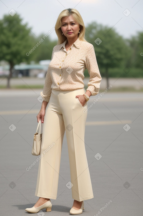 Uzbek middle-aged female with  blonde hair